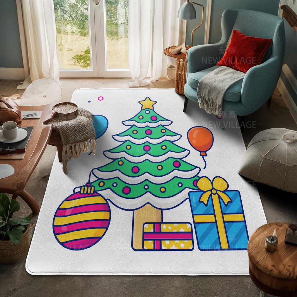 House Entrance Carpet Home Door Mat Living Room Bath Foot Bathroom Non-slip Water Absorption Rugs Bath Merry Christmas Winter