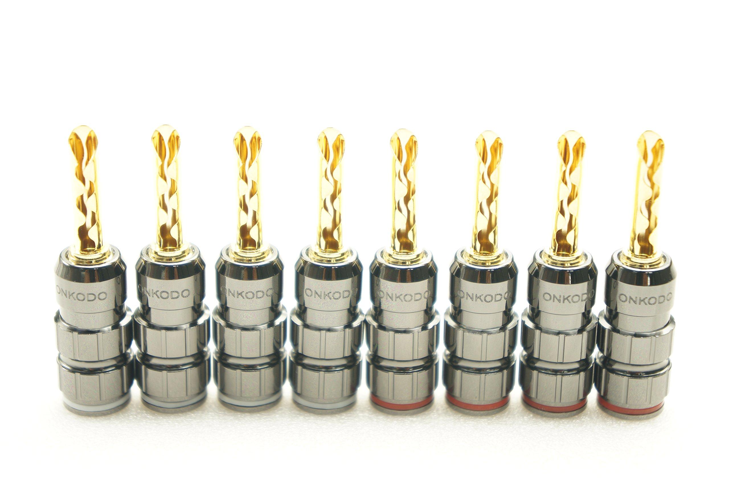 ONKODO 24K Gold Plated Banana Plugs of BP-208BG (Beryllium Copper) (Set 8)