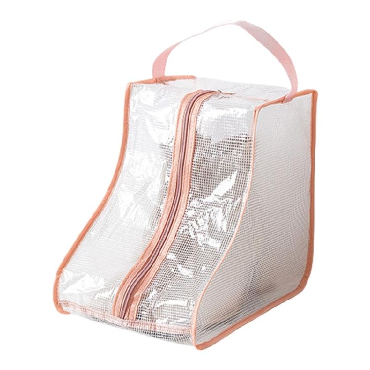 

Чехол для обуви ПВХ Сетчатый Прозрачный Мешок для хранения обуви и сапог на молнии Защита обуви от влаги розовый