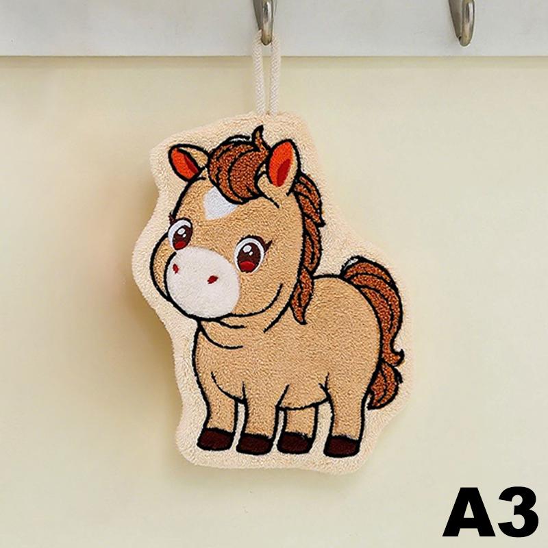 Cartoon Cute Pony Hand Towel Coral Fleece Home Kitchen Wipes Horse Thickened Hanging Absorbent Towels For Bathroom Home Decor