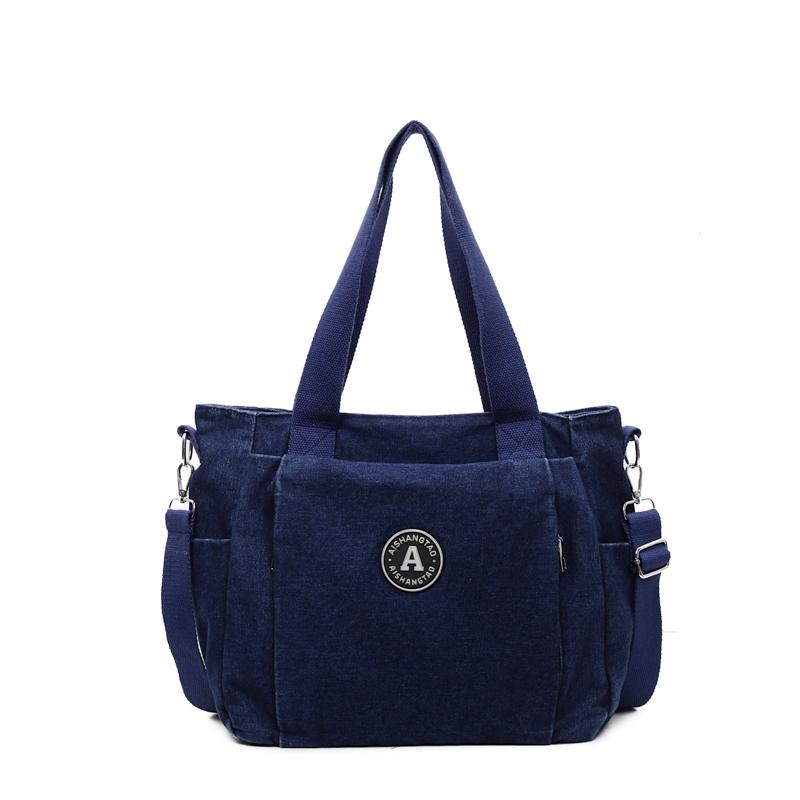 

Джинсовая сумка Женская сумка через плечо Сумка-тоут большой вместимости Сумка кроссбоди темно-синий