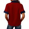 Denim Patchwork Shirts For Women Stand Collar Casual Blouse Short Sleeve Comfy Tshirt Spring Summer Fashion