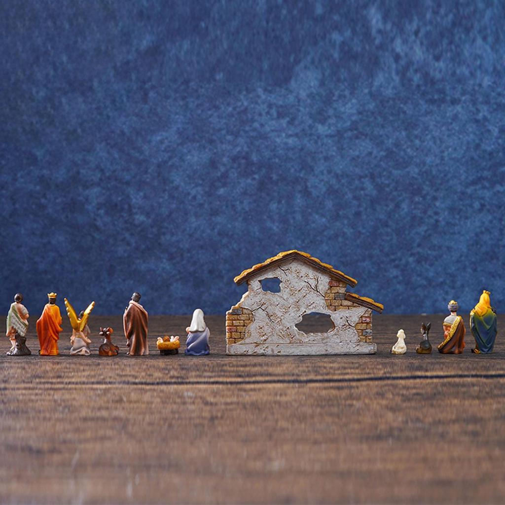 Christmas Nativity Scene Figurine Collection Decorative Handmade Decoration Resin Figurine for Holiday Mantel Shelf Fireplace