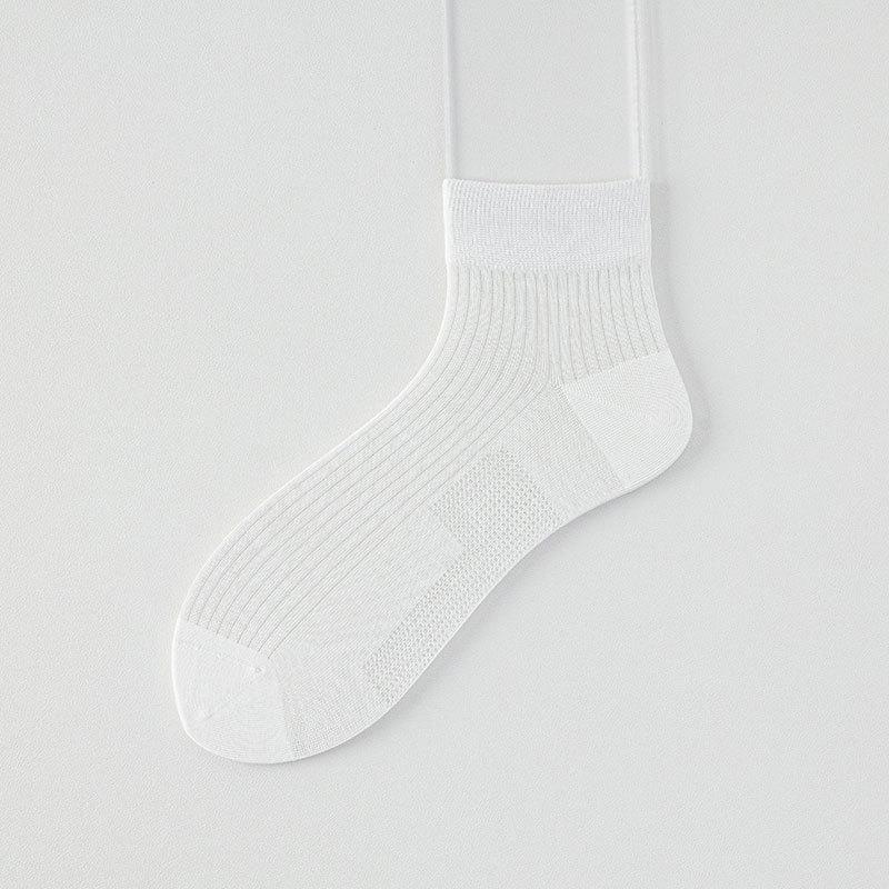 

Мужские летние ультратонкие однотонные дезодорирующие дышащие влагоотводящие бесшовные носки 1 pair белый