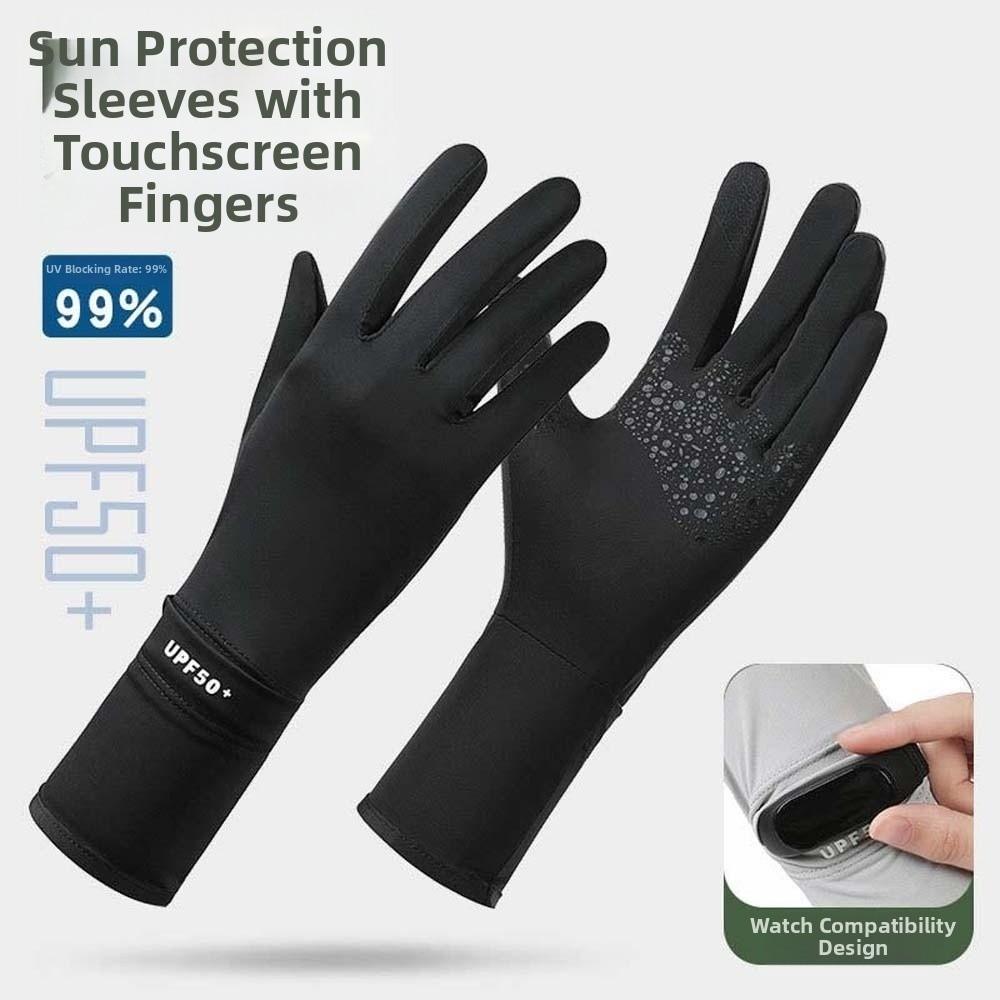 Solid Color Women Sunscreen Gloves Thin Summer Driving Mittens Ice Silk Riding Gloves  Outdoor