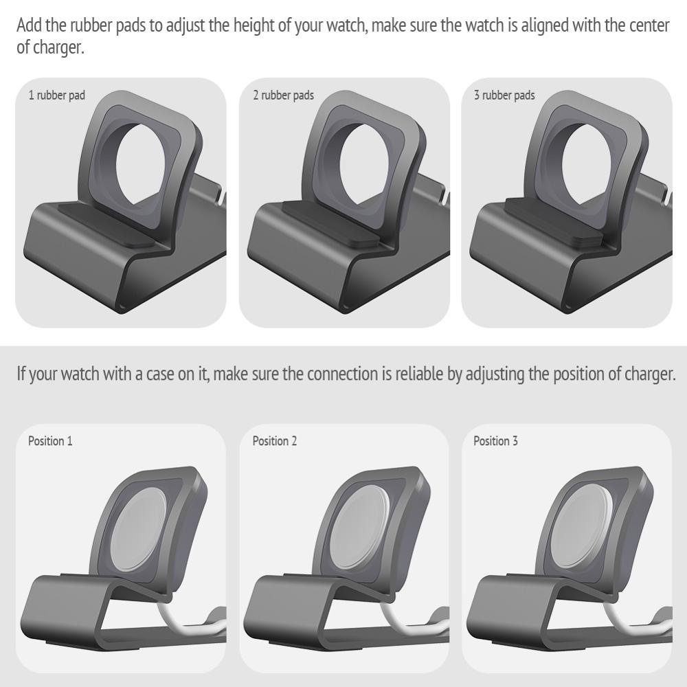 Aluminum Charger Stand for Apple Watch Dock Station Charging Holder for iWatch Ultra 1 2/10/9/SE/8/7/6/5/4/3/2/1 Silicon Bracket