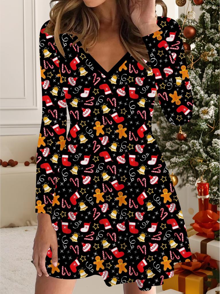 Sukienka Drukowana 3D Ekskluzywny Modny Element dla Kobiet na Jesień i Zimę Edycja Świąteczna