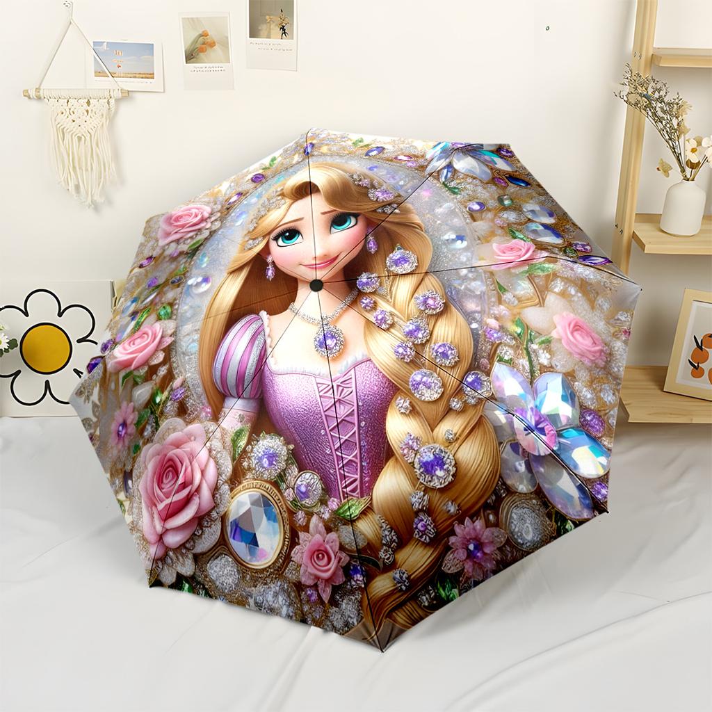 Rapunzel Portable Automatic Umbrella Compact Durable 8Rib Design Foldable Design Perfect For Outdoor Adventures Elegant Umbrella