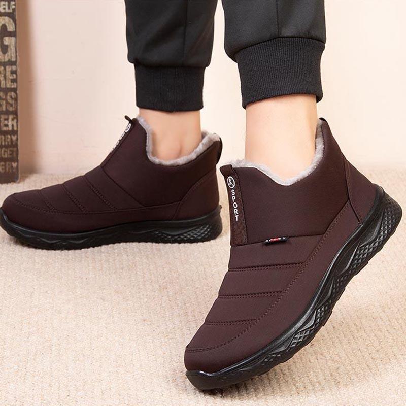 Winter Plus Velvet Thickened Warm Large Size Flat-bottomed Non-slip Cotton Boots