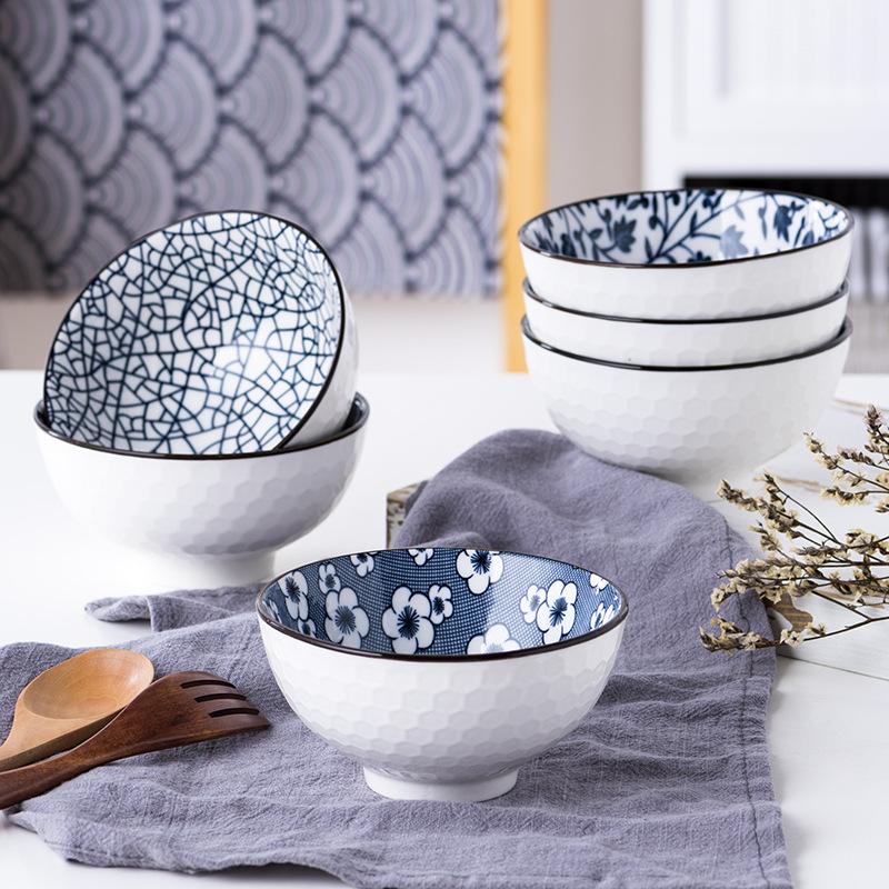 4.5 Inch Bowl, Creative Blue and White Porcelain, Ceramic Rice Bowl Set, Kitchen Tableware, Appetizer and Dessert Bowl, Gift Box