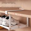 Retractable Shoe Cabinet with Layered Partitions for Space-Saving Storage.