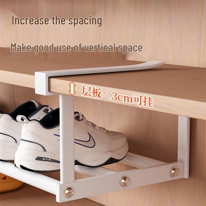 Retractable Shoe Cabinet with Layered Partitions for Space-Saving Storage.
