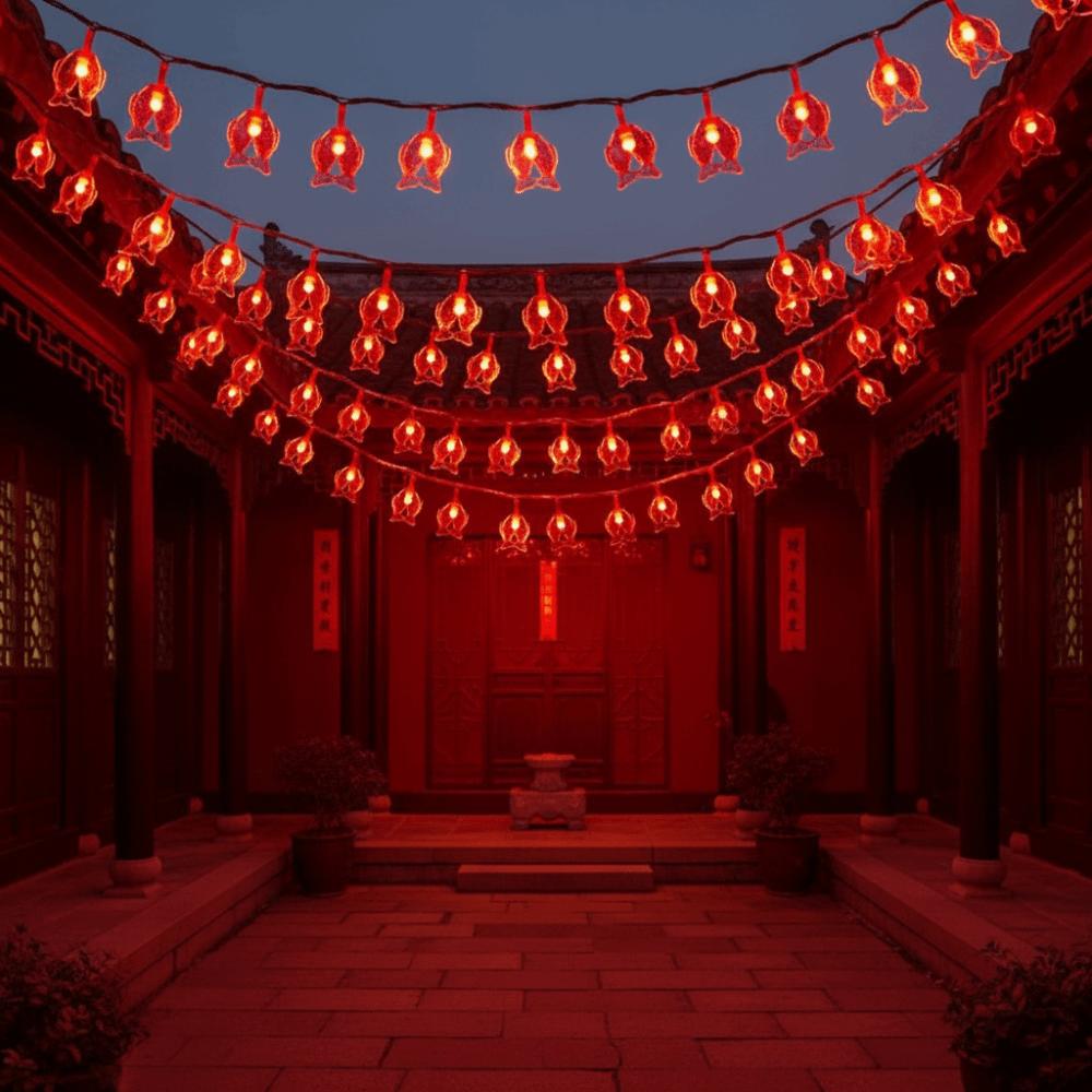 Red Color New Year LED String Lighting Chinese Style Atmosphere Lamp  Christmas Tree