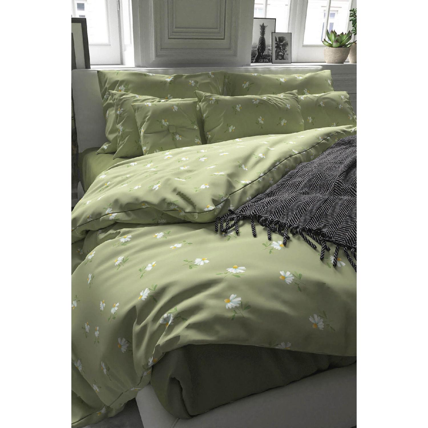 

Комплект двойных пододеяльников Green Daisy из хлопка зелёный