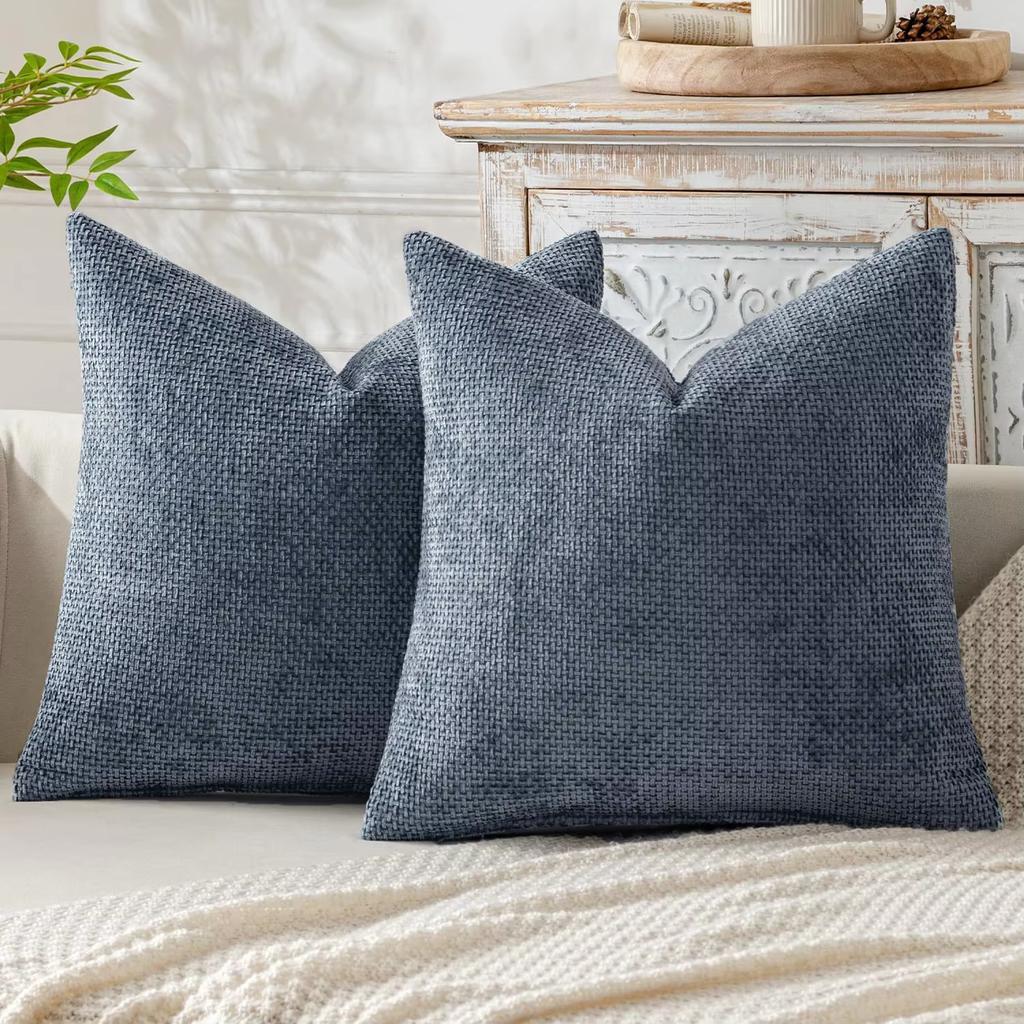 18x18 Inch Chenille Throw Pillow Covers Soft Cushion Cases for Sofa Bed Living Room Spring Farmhouse Home Decor