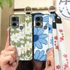 Oil Painting Phone Holder Phone Case For Oukitel C33 Back Cover Anti-dust Protective Anti-knock Lanyard Silicone Flower