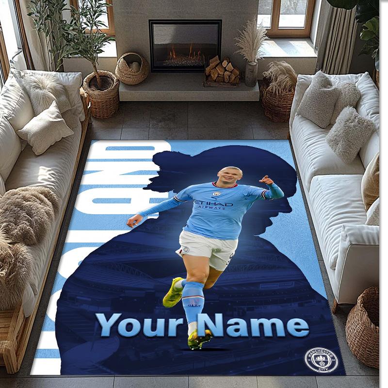Erling Haaland Printed Crystal Velvet Rug Non‑Slip Crystal Velvet Carpet For Sofa Bedroom Indoor Home Decoration