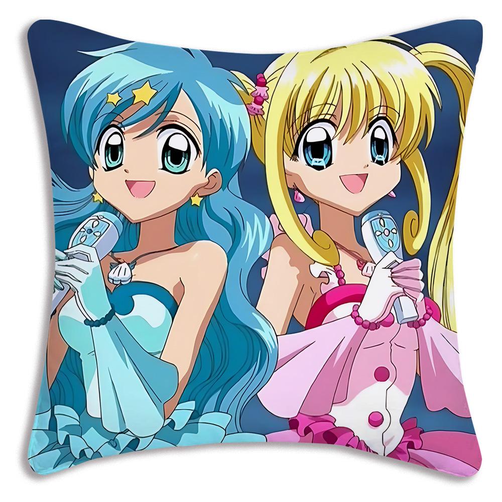Anime M-Mermaid Melodys Pillow Covers Cartoon Sofa Decorative Home Double-sided Printing Short Plush Cute Cushion Cover
