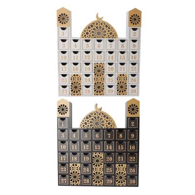 Ramadan Holz Countdown-Kalender mit LED Licht Countdown zu Eid Schublade Advent Kalender für Celeb