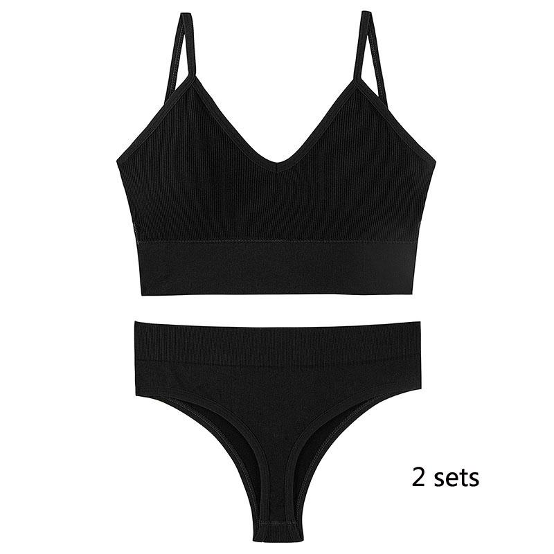 Underwear Set Lingerie Female Sexy Halter Beauty Tank Top Thin Section French Triangle Cup Without Steel Ring Gathered Bra Set