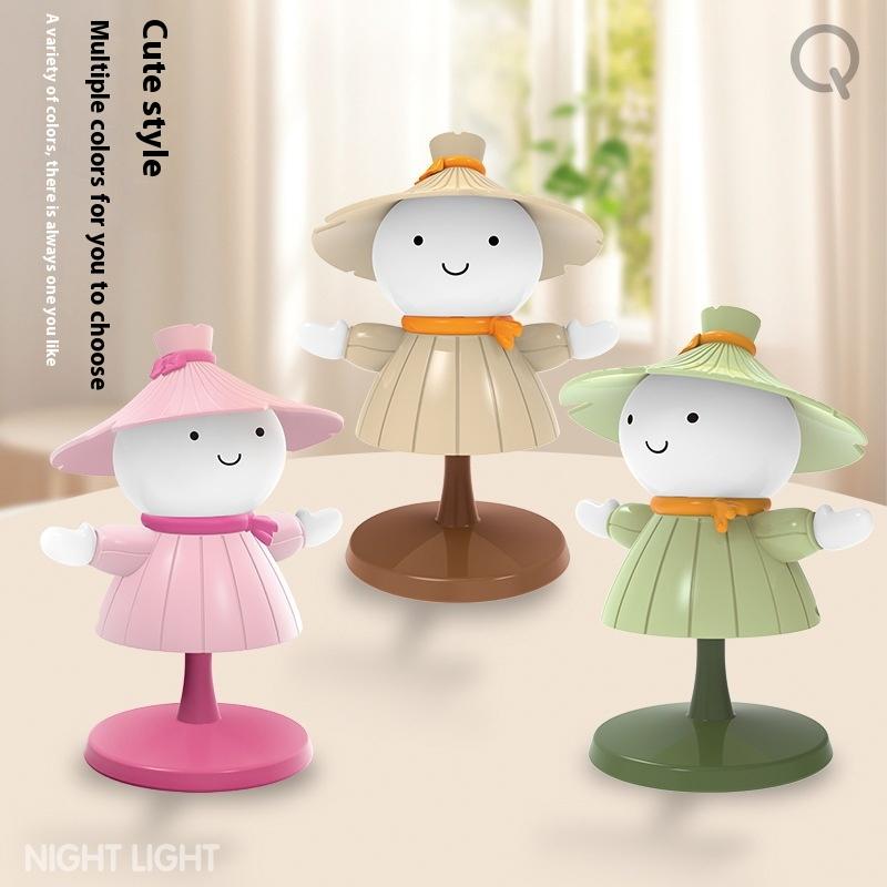Cartoon Cute Scarecrow Usb Charging Battery Led Table Night Light Child Eye Adjustable Protection Warm White Desk Lamp Ornaments