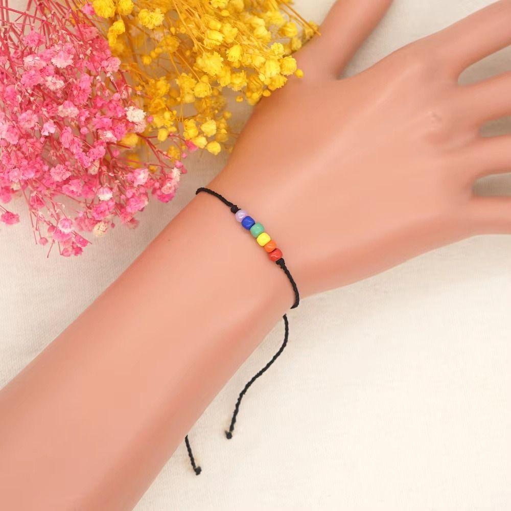 2Pcs Candy Color Rainbow Heart Bracelet Adjustable Friendship Braided Bracelet  Couples