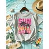 Sun Salt Sand Coconut Tree Prints T-Shirts Womens Summer Short Sleeve T Shirt O-Neck Oversized Tops Basic Soft Clothes