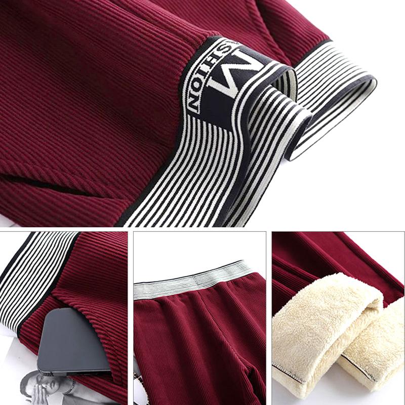 Dámské volné rovné kalhoty jehněčí vlna elastické fleecem podšité kalhoty se širokými nohavicemi vysoký pas móda