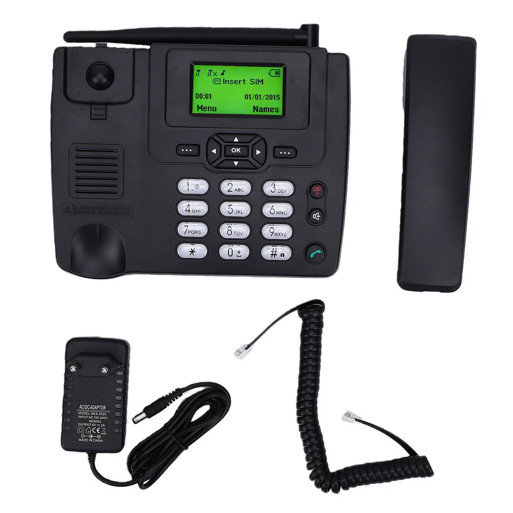 Wireless Desktop Phone 2G Fixed Cordless Landline Phone with 2.4 Inch Display FM Radio Alarm Clock Caller ID Built in