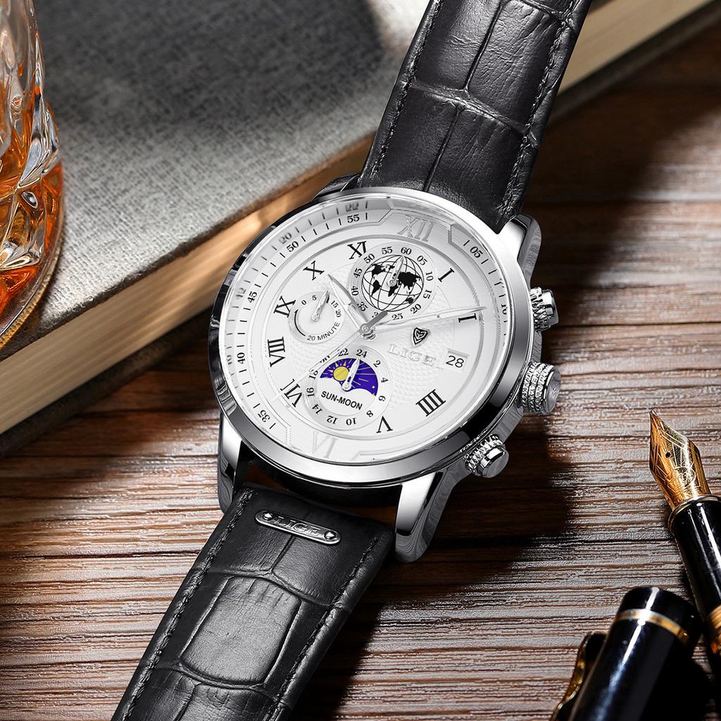 LIGE Luxury Mens Watches Waterproof Luminous Fashion Quartz Watch For Men Business Casual Man Date Chronograph Relogio Masculino