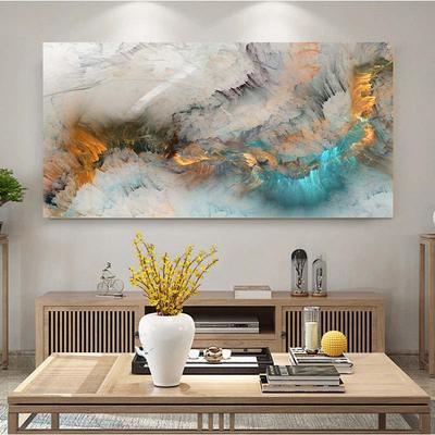 Abstrakte Hellgrau Gold Blau Bunte Wolken Poster und Drucke Leinwandbild Druck Wandkunst für Wohnzimmer Heimdekoration