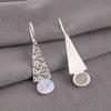 Natural Rainbow Moonstone Gemstone 925 Sterling Silver Handmade Earrings 1.9" EE-165-26