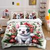 Festive Puppy Charm Bedding Sets Duvet Cover Sets Duvet Covers Pillowcases(1*Duvet Cover 2*Pillowcases Without Duvet Insert)