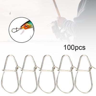 MUQZI Sports Accessory 100Pcs Stainless Steel Hooks Fast Snap Clips Lock Connectors Fishing Tackle Tool