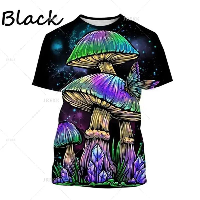 Mushroom 3D Printed T Shirt Plant Pattern Round Neck Short Sleeve Forest Fashion Casual Unisex Tops Tshirt High Quality T Shirt