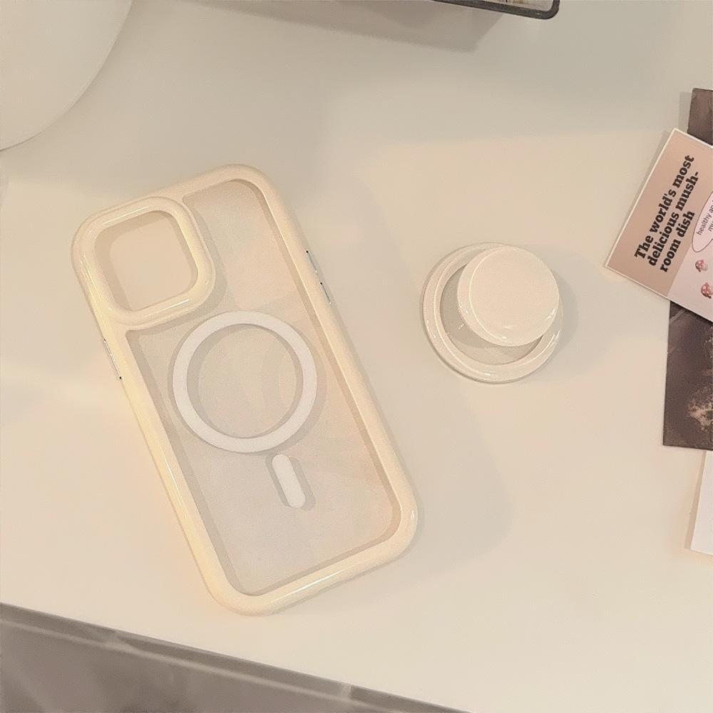 Simple Ins Solid Color Magnetic Bracket Iphone16 IPhone Case 15pro Max Suitable for 14 Acrylic 13