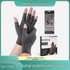 Heather Gray Compression Half-Finger Gloves with Non-slip Silicone for Sports, Training, and Cycling