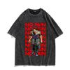 Vintage Washed T Shirt Anime Baki The Grappler Tshirt Hanma Yujiro Gym Short Sleeve Tshirts Oversized Cotton Casual Tee Shirt