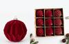 Christmas Tree Baubles Red Velvet 8 Set of 9 Christmas Decorations