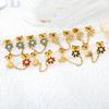 Personalized Long Heart Drip Oil Screw Ear Bone Studs Double Ear Piercing Earrings for Women