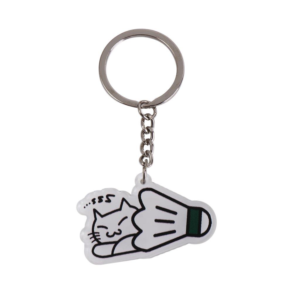 Cat Play Badminton Badminton Keyring Acrylic Double Sided Badminton Keychain Cute DIY Badminton Key Chains Friend Gift