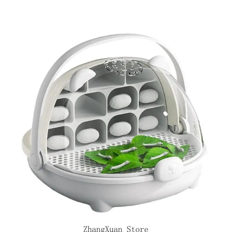 Silkworm Breeding Container With Ventilated Lid Clear Observation Box For Silkworm Health Growth And Hatching Supply