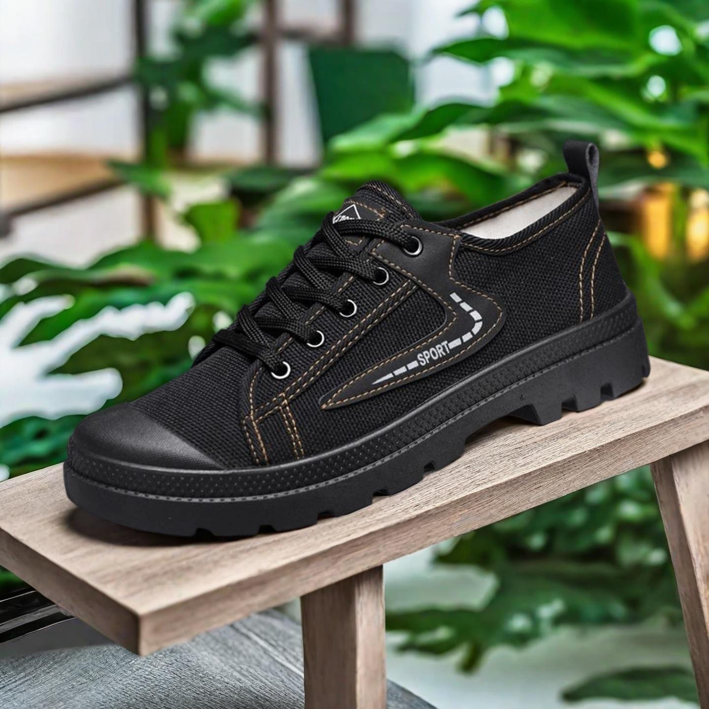 

Круглый носок композитная подошва нескользящие и износостойкие мужские туфли на плоском каблуке парусиновые туфли спортивные для работы дышащие сезон весна-осень 44