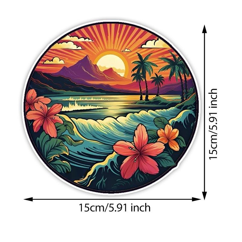 Hawaiianische Strand Autoaufkleber Wasserdichte Vinyl-Abziehbilder Auto Karosserie Fenster Stoßstange Dekor Motorrad Helm Aufkleber TM132