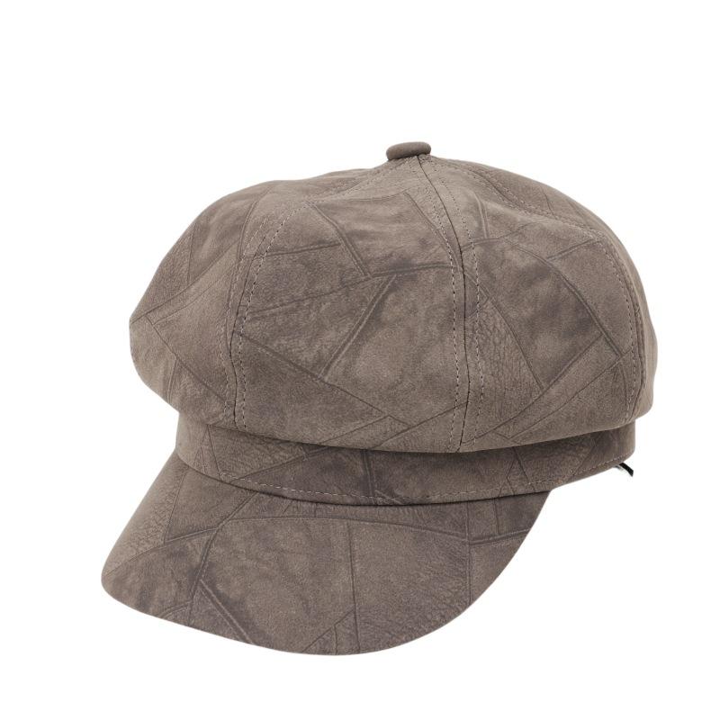 

Замшевая клетчатая восьмиугольная шляпа женская шляпа литературного художника британская ретро-кепка берет one size кофейный