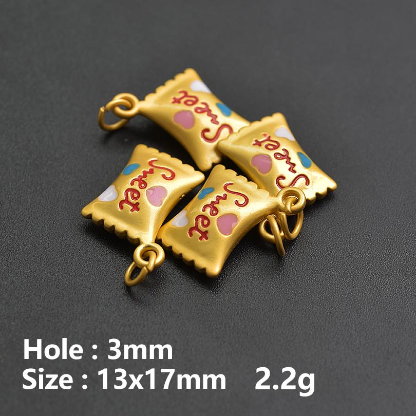 13pcs/Lot Mix Dessert Cake Ice Cream 3D Gold Color Enamel Charms For Jewelry Making Supplies Candy DIY Cute Pendant Accessories