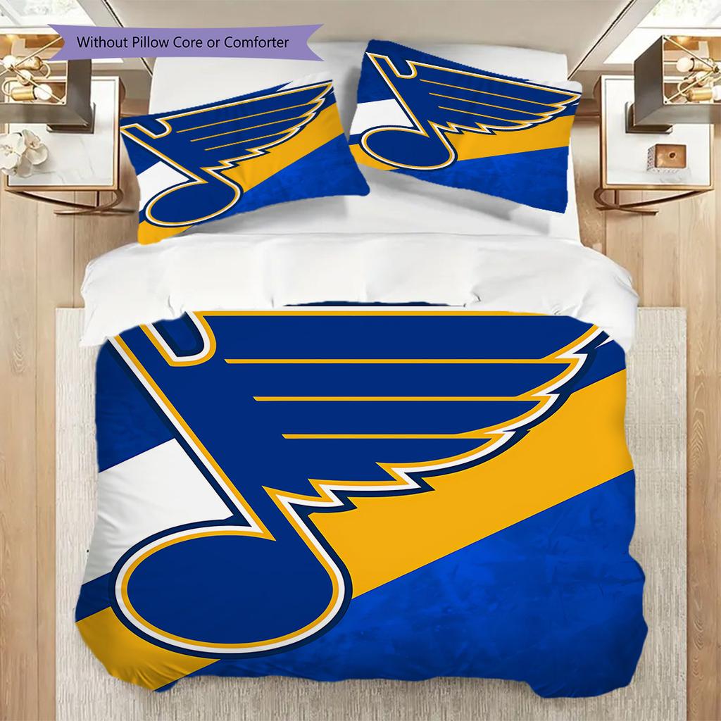 St. Louis Blues Pattern Bedding Quilt Set Quilt Cover Pillowcase Home Decoration Birthday Gift (1 * duvet cover + 2 * pillowcase, without core)