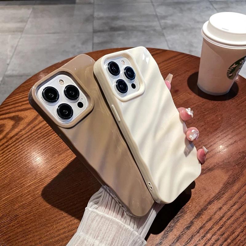 Soft Candy Wavy Pattern Phone Case For 11 12 13 14 15 16 Pro Max X Xs Max XR Plus Shockproof Bumper Cover