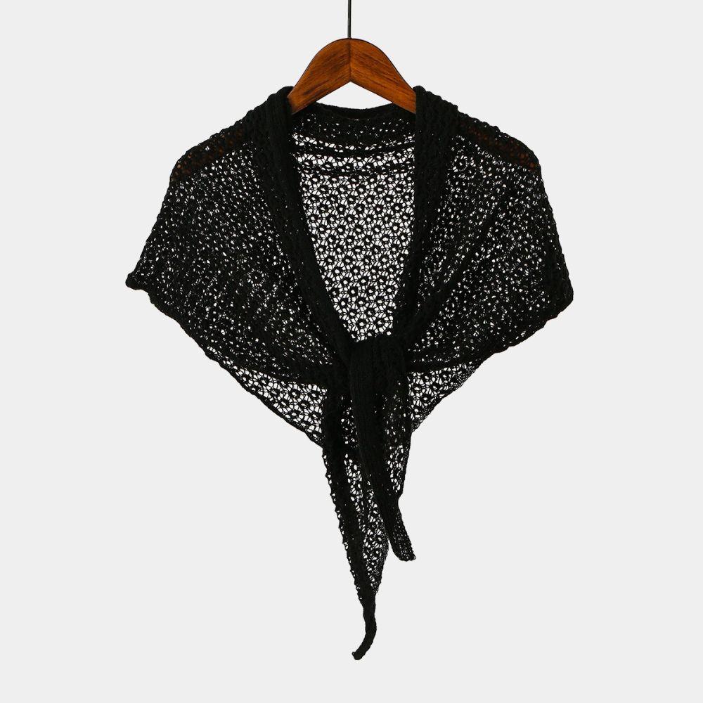 Solid Color Triangle Wrap Hollow Out Shoulder Shawl Fashion Scarf Coverup Four Seasons