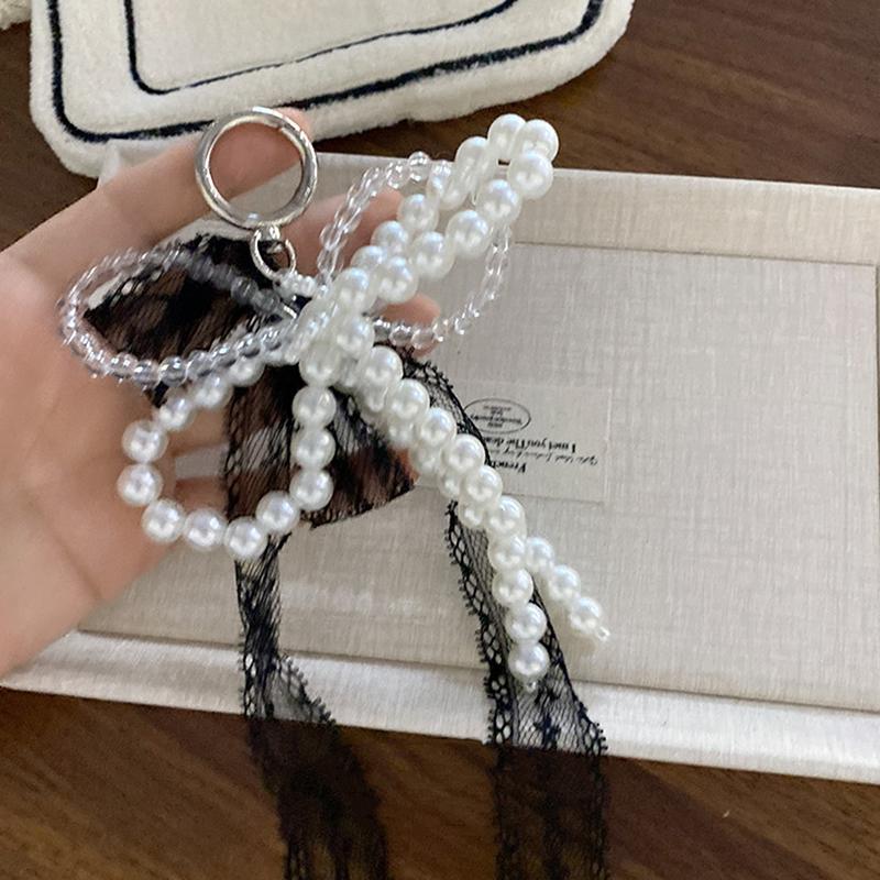 Vynikající perly Korálkový mašličkový přívěsek na klíče Krajkový mašličkový řetízek na telefon Kroužek na klíče Přívěsek na tašku Pro kroužek na klíče od auta Peněženka Batoh Přívěsky